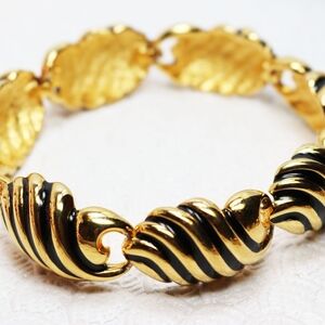 JOAN RIVERS BRACELET *signed* Gold & Black Enamel